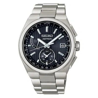 Pre-owned Seiko Astron Nexter Sbxy067 Titanium Radio Solar Analog Watch Black Dial 41.3mm
