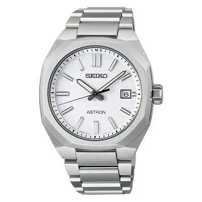 Pre-owned Seiko Astron Nexter Sbxy081 Titanium Radio Solar Watch Silver White Dial 39.6mm