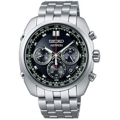 Pre-owned Seiko Astron Origin Sbxy027 Black Titanium Chronograph Solar Men Watch Box