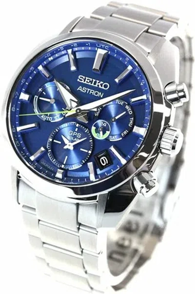 Pre-owned Seiko Astron Sbxc055 Blue Round Face Analog Solar Men Watch Box