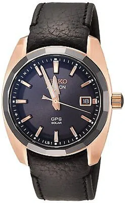 Pre-owned Seiko Astron Sbxd012 3x Series Gps Solar Men's Watch Black Steer Leather Band