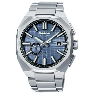 Pre-owned Seiko Astron Sbxd013 Nexter Titanium Gps Radio Solar Watch Blue Gray Dial 41.2mm