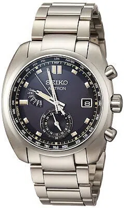 Pre-owned Seiko Astron Sbxy003 Titanium World Time Radio Solar Men's Watch Silver Black