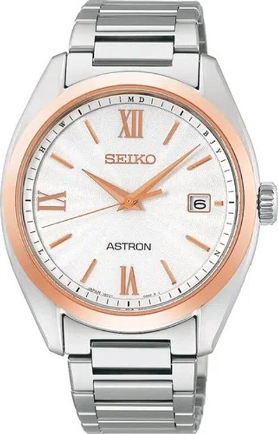 Pre-owned Seiko Astron Sbxy034 Titanium Radio Solar White Dial Watch Men Japan