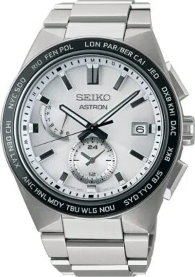 Pre-owned Seiko Astron Sbxy049 Nexter Silver Dial Titanium Radio Solar Men Watch