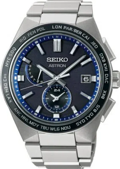 Pre-owned Seiko Astron Sbxy051 Nexter Black Dial Titanium Radio Solar Men Watch