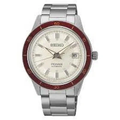 Pre-owned Seiko Automatic 1960's Style Dress White Dial Red Bezel Men's Watch Srph93