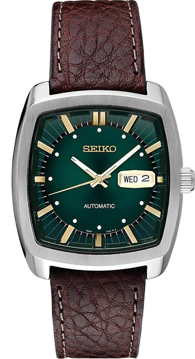 Pre-owned Seiko Automatic Mens Recraft Watch Rectangular Green Dial Snkp27