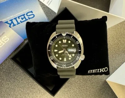Pre-owned Seiko Automatic Prospex King Turtle Divers 200m Men's Watch Srpe05 Green