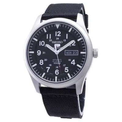Pre-owned Seiko Automatic Sports Day/date 23 Jewels Snzg15j1 Nylon Strap 100m Mens Watch