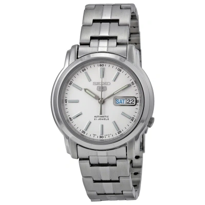 Seiko Automatic White Dial Stainless Steel Men's Watch Snkl75 In Black