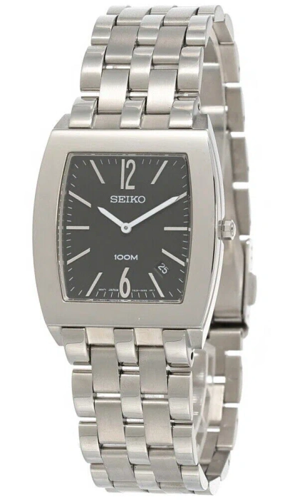 Pre-owned Seiko Black Dial 33mm Stainless Steel Men's Watch Skp165