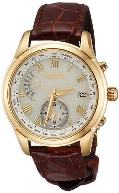 Pre-owned Seiko Brightz Saga312 Men's Watch Titanium Sapphire Glass Brown Leather Band