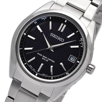 Pre-owned Seiko Brightz Sagz083 Titanium Radio Solar Watch Black Dial 39mm