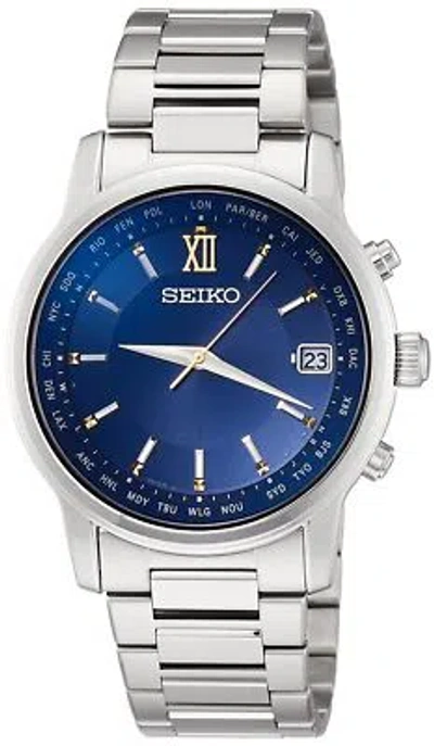 Pre-owned Seiko Brightz Sagz109 Eternal Blue 2020 Solar Radio Men's Watch Titanium Silver