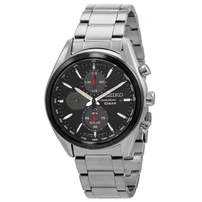 Seiko Chronograph Black Dial Stainless Steel Men's Watch Ssc803 In Metallic