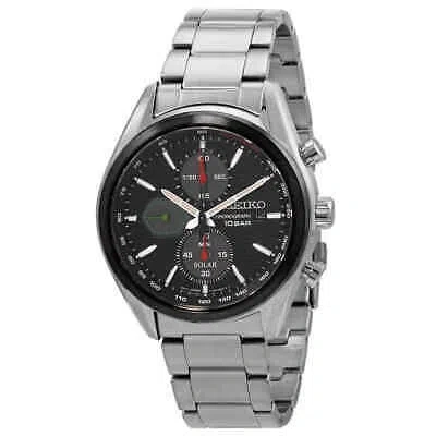 Pre-owned Seiko Chronograph Black Dial Stainless Steel Men's Watch Ssc803