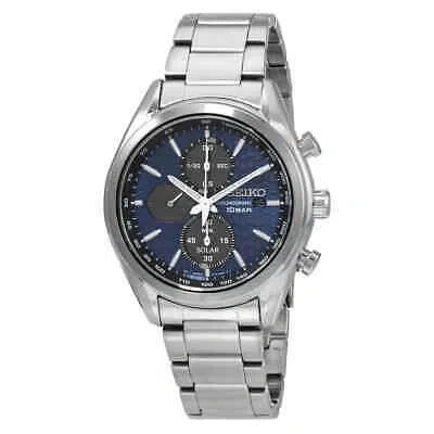 Pre-owned Seiko Chronograph Blue Dial Solar-powered Men's Watch Ssc801p1