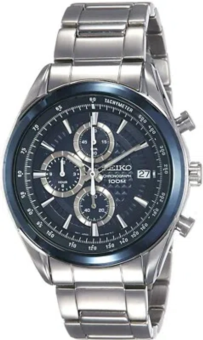 Pre-owned Seiko Chronograph Blue Dial Stainless Steel Men's Watch Ssb177p1
