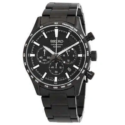 Pre-owned Seiko Chronograph Quartz Black Dial Men's Watch Ssb415p1