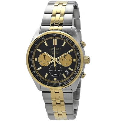 Seiko Chronograph Quartz Black Dial Men's Watch Ssb430p1 In Gold