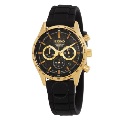 Seiko Chronograph Quartz Black Dial Men's Watch Ssb446p1 In Black / Gold Tone