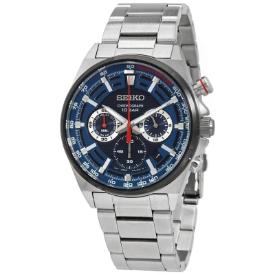 Seiko Chronograph Quartz Blue Dial Men's Watch Ssb407p1 In Metallic