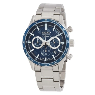 Seiko Chronograph Quartz Blue Dial Men's Watch Ssb445p1 In Metallic
