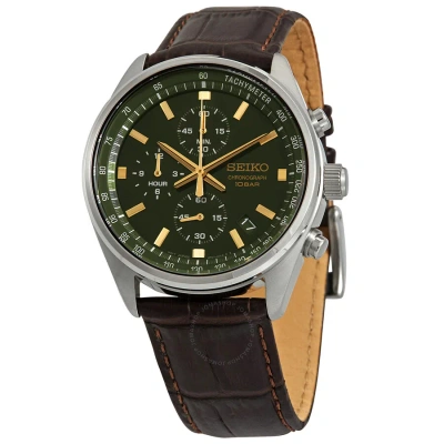 Seiko Chronograph Quartz Green Dial Men's Watch Ssb385 In Brown / Gold Tone / Green