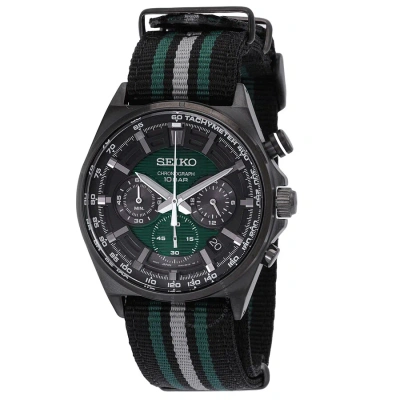 Seiko Chronograph Quartz Green Dial Men's Watch Ssb411p1 In Black