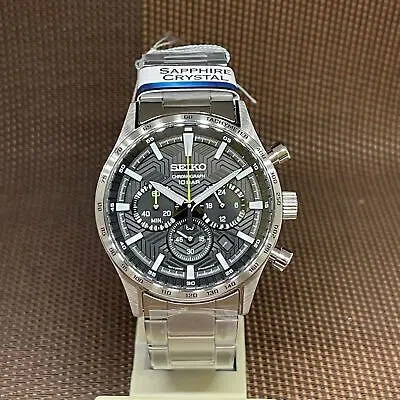 Pre-owned Seiko Chronograph Ssb413p1 Quartz Stainless Steel Black Dial Analog Men's Watch