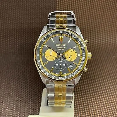 Pre-owned Seiko Chronograph Ssb430p1 Two-tone Gold Stainless Steel Analog Quartz Men Watch