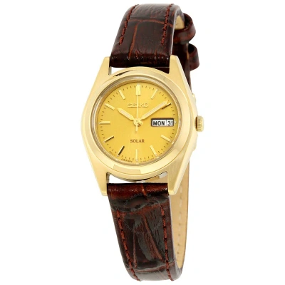 Seiko Core Champagne Dial Brown Leather Ladies Watch Sut120 In Brown / Champagne / Gold Tone