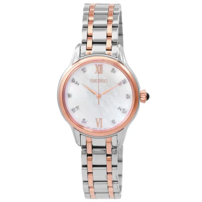 Seiko Core Quartz Diamond Mother Of Pearl Dial Ladies Watch Srz542p1 In Two Tone  / Gold Tone / Mop / Mother Of Pearl / Rose / Rose Gold Tone