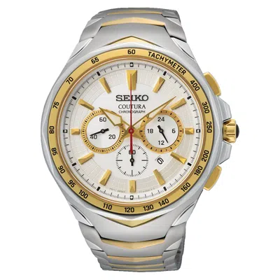 Pre-owned Seiko Coutura Chronograph 45.5mm Men's Watch Stainless Steel White Dial Srwz24