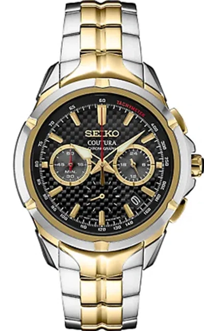 Pre-owned Seiko Coutura Chronograph Black Dial Two Tone Quartz Men's Watch Ssb434