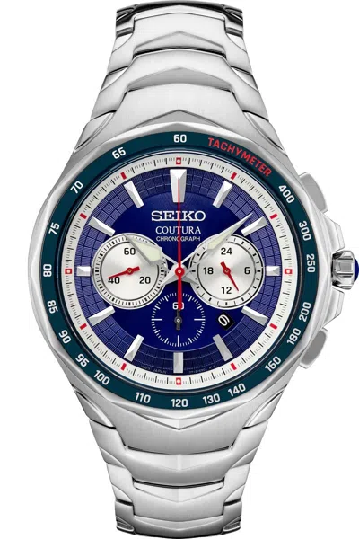Pre-owned Seiko Coutura Chronograph Steel Bracelet Men's Watch Srwz21