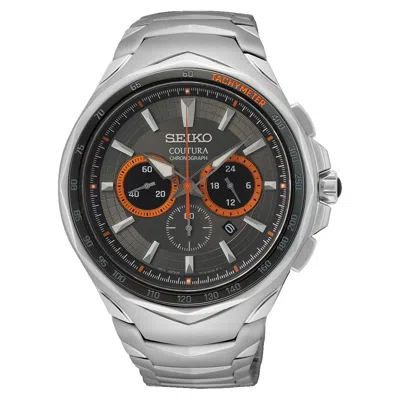 Pre-owned Seiko Coutura Men's Black Dial 45.6mm Sillver Stainless Steel Chronograph Watch