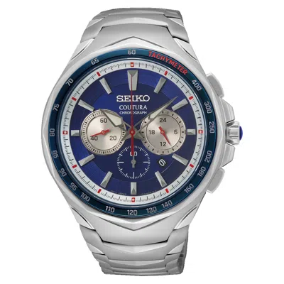 Pre-owned Seiko Coutura Men's Blue Dial 45.6mm Sillver Stainless Steel Chronograph Watch