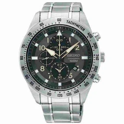 Pre-owned Seiko Criteria Sndh31p1 Gray Dial Chronograph Quartz 100m Men's Watch Warranty In Light Gray