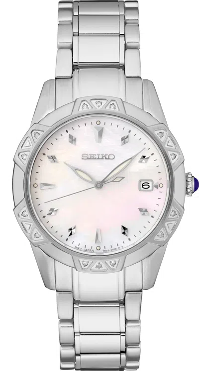 Pre-owned Seiko Diamond Collection Skk727 33mm Women's Watch - Mother Of Pearl Dial