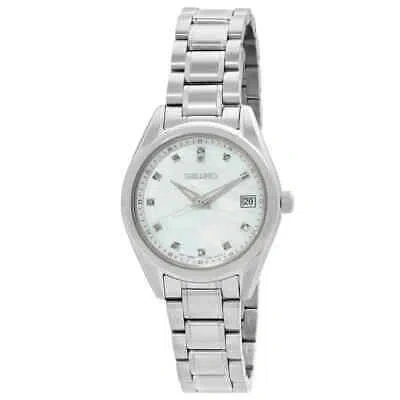 Pre-owned Seiko Diamond Quartz Mop Dial Ladies Watch Sur579p1
