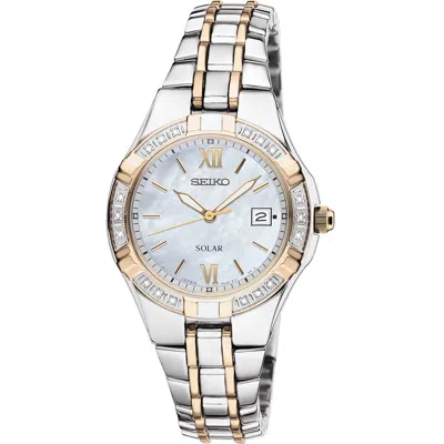 Pre-owned Seiko Diamonds Sut068 Mother-of-pearl Dial 5 Atm Solar 27.0mm Women's Watch