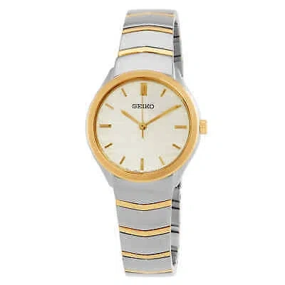 Pre-owned Seiko Discover More Quartz Champagne Dial Ladies Watch Sur550p1