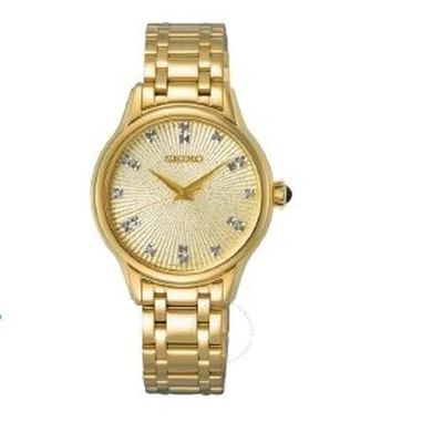 Seiko Discover More Quartz Diamond Gold Dial Ladies Watch Srz552p1