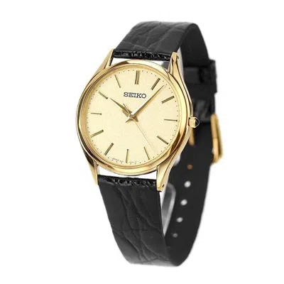 Pre-owned Seiko Dolce & Exceline Sacm150 Men's Watch In Box Authentic Gold Leather