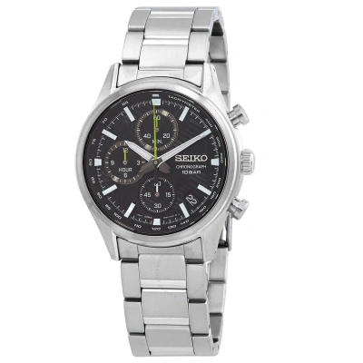 Seiko Dress Chronograph Quartz Black Dial Men's Watch Ssb419p1 In Metallic