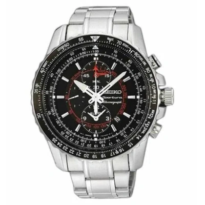 Pre-owned Seiko Eiko Sportura Snae99p1 Quartz Pilot Men Watch Chronograph Alarm 100m Steel