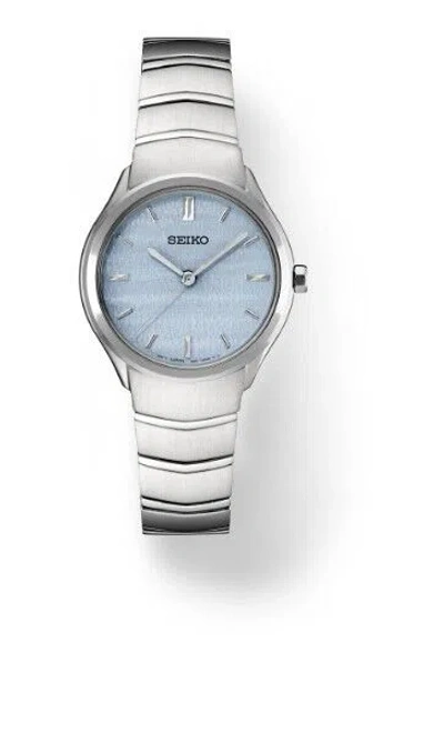 Pre-owned Seiko Essential Minimalist Pale Blue Dial Quartz Watch Sur549p1