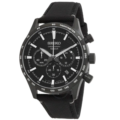 Seiko Essentials Chronograph Quartz Black Dial Men's Watch Ssb417 In Gray